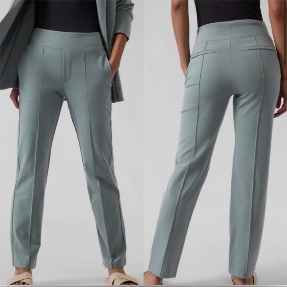 Athleta Eastbound Straight Leg Pants Size 14 Athleisure Activewear  Blue Green